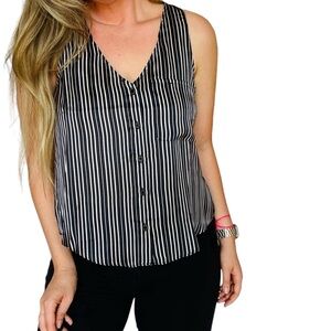 Vest open back button down lightweight silky stripe large